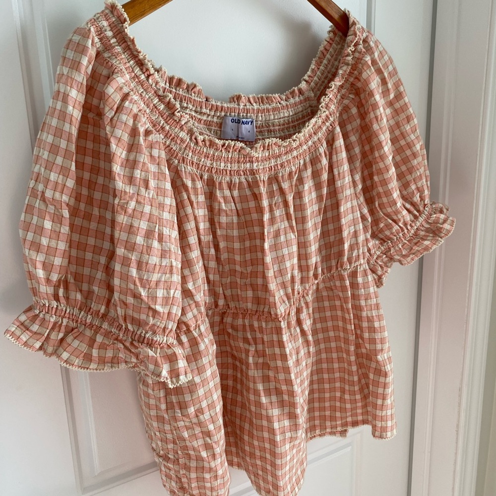 Pink Plaid Patterned Puff Sleeve Top - Picture 5 of 8